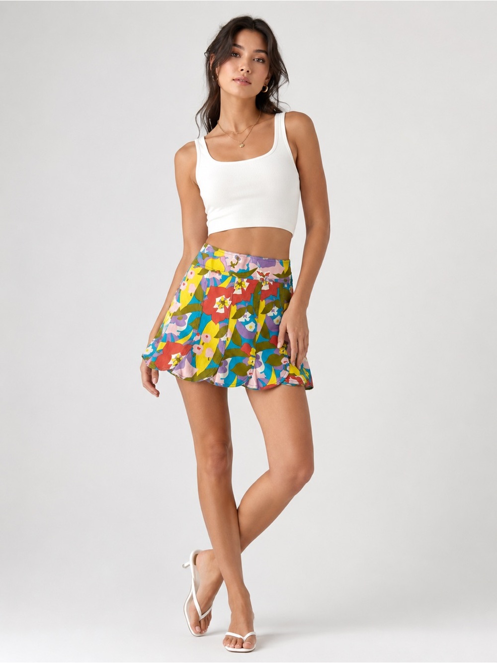 Vintage Nanette Lepore Multi-Color Floral Scalloped Mini Skirt - Size 2